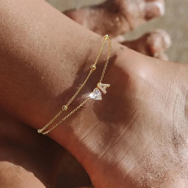 Initial Heart Anklet