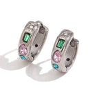 Colorful Zircon Gold Hoop Earrings