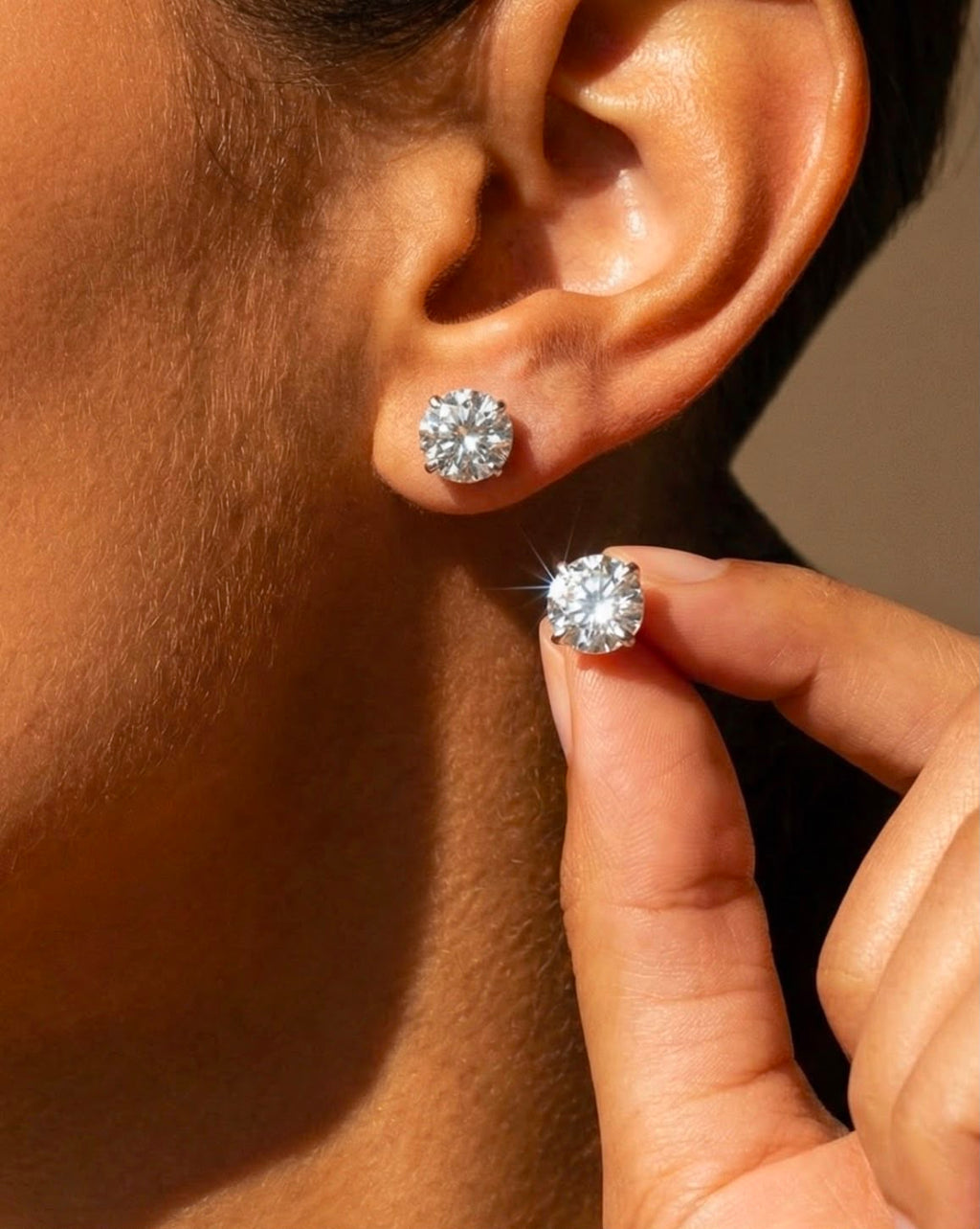 925 Sterling Silver CZ Crystal Stud Earrings