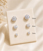 925 Sterling Silver CZ Crystal Stud Earrings