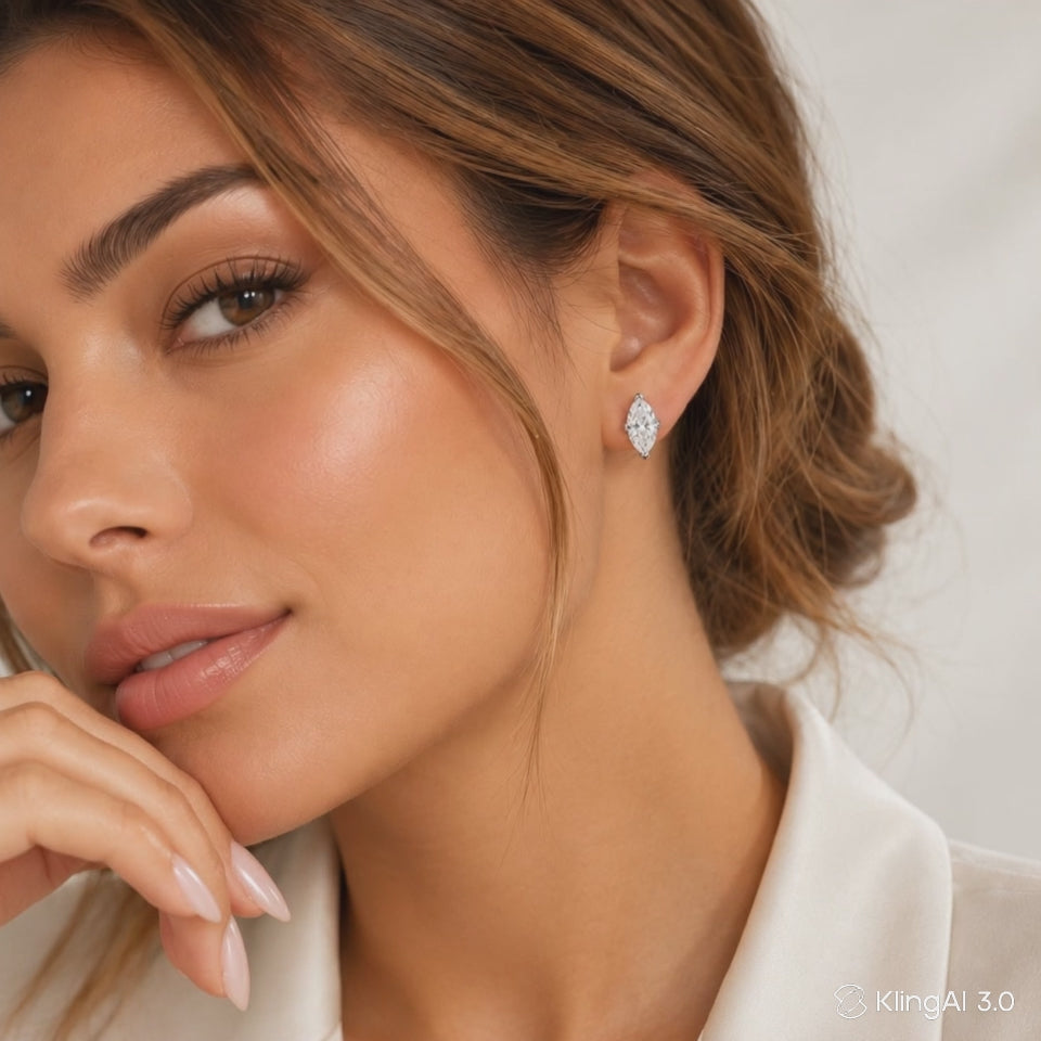 0.5ct Marquise Cut Moissanite Stud Earrings – Elegant Fine Jewelry