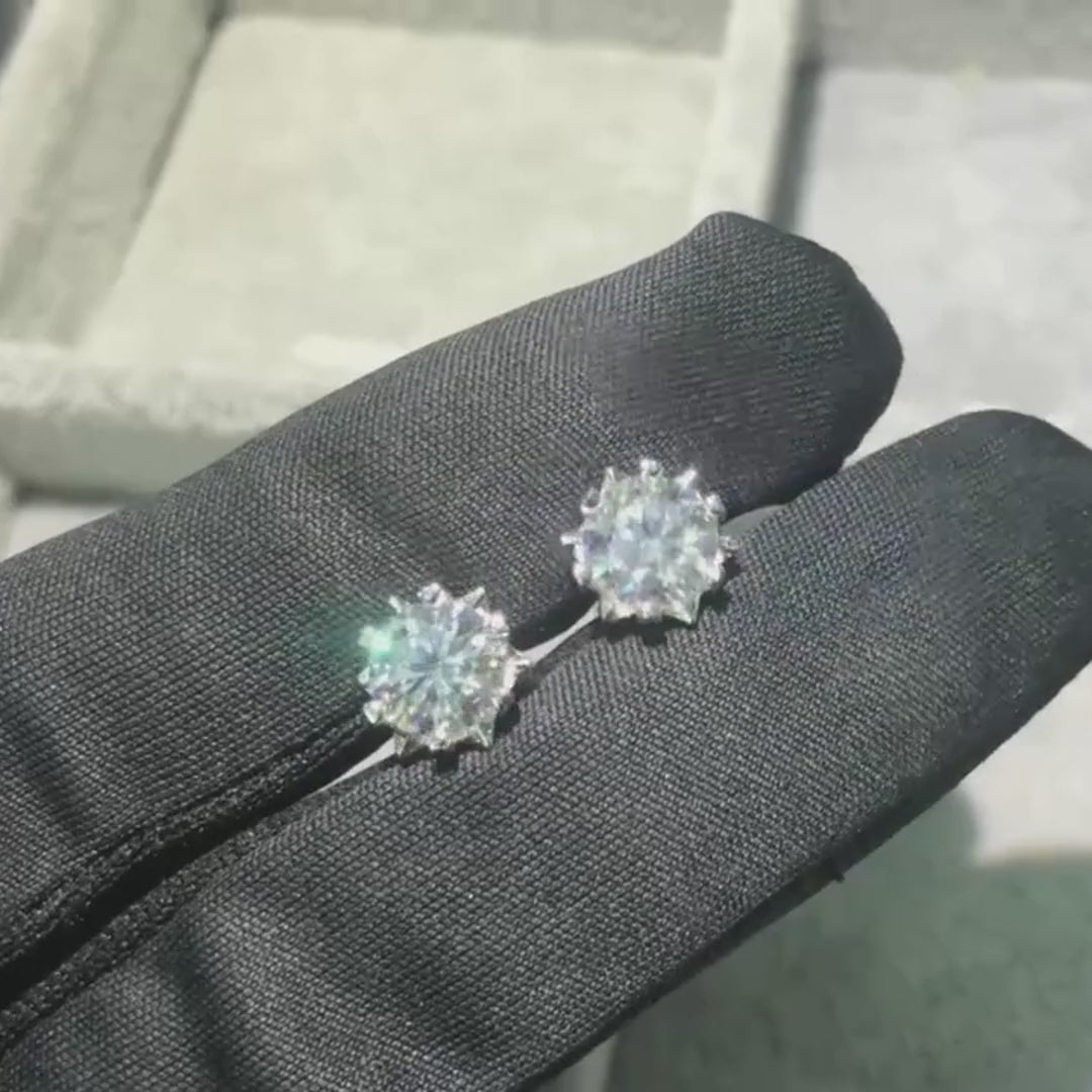 D Color VVS1 Moissanite Stud Earrings in 925 Sterling Silver