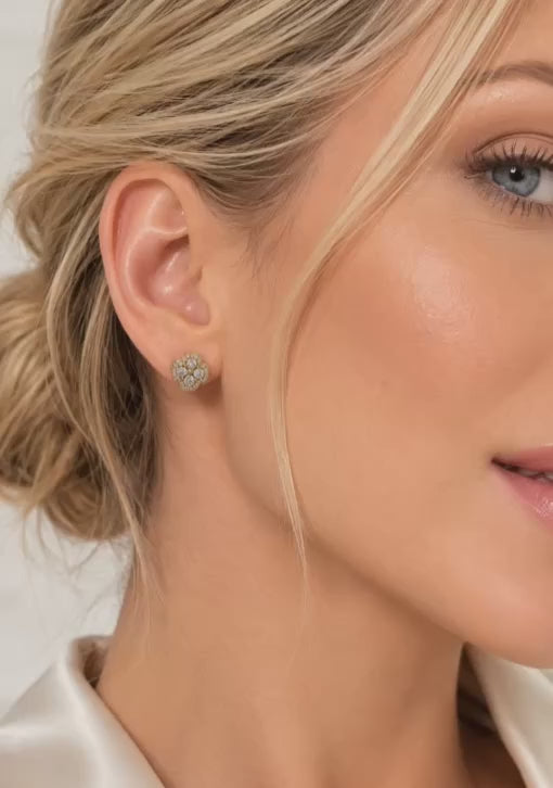 14K Gold Filled D Color Moissanite Four-Leaf Clover Stud Earrings