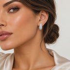 Real Moissanite Water Drop Huggie Hoop Earrings for Women